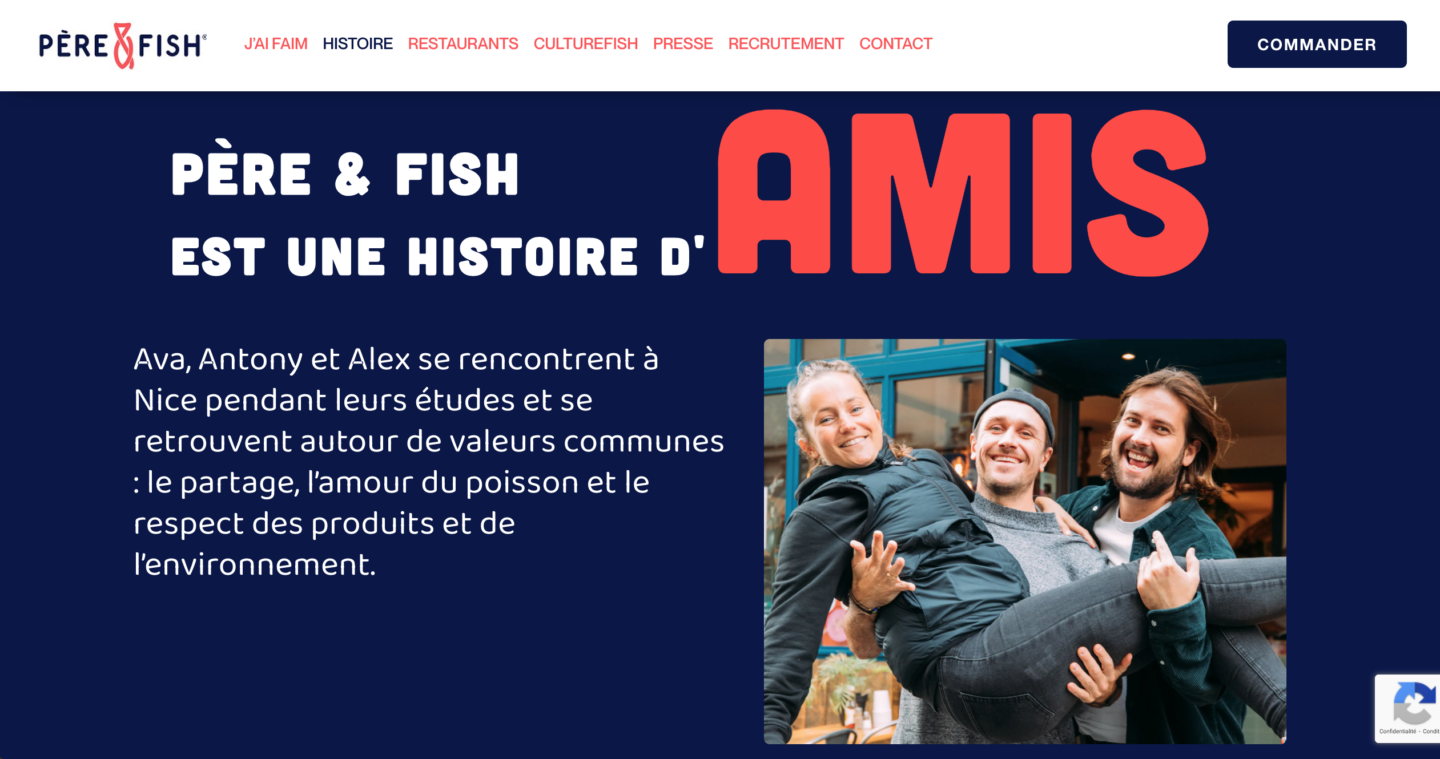 Capture d'écran site web Père&Fish
