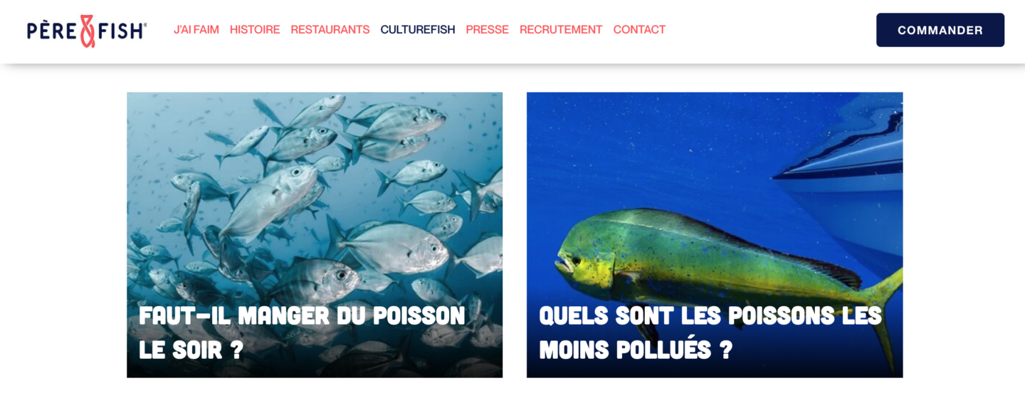 Capture d'écran site web Père&Fish